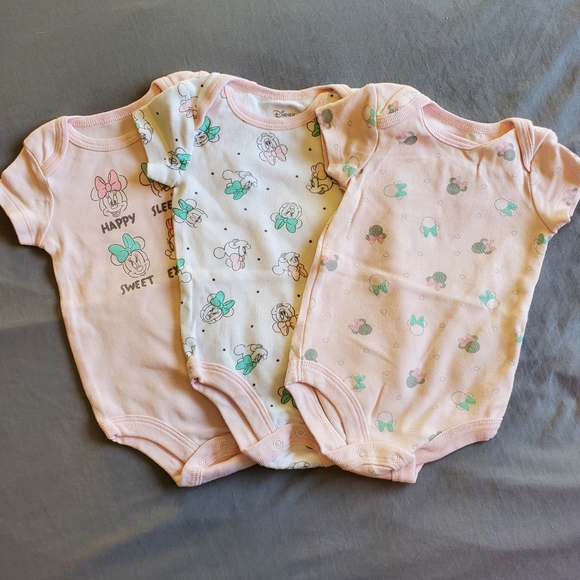 Set of 3 Disney Onesie Bodysuits 0-3 Months - Picture 1 of 5
